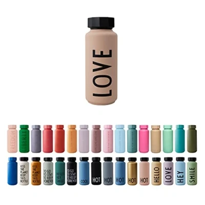 Image of Design Letters Insulated Stainless Steel Water Bottle 500 ml Double Walled Vacuum Flask for hot and Cold Thermos Travel Gym BPA BPS Free Nude