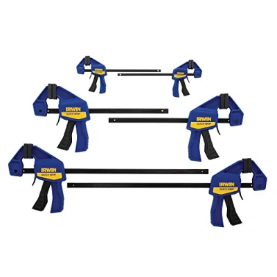 Image of IRWIN Quick Grip Bar Clamp, One Handed, Mini, 6 Pack (1964749), Blue