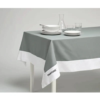 Image of SWEET HOME Pantone™ Rectangular Tablecloth 8 Places 140x240 cm, 100% Cotton 220 gr. Grey