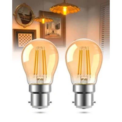 Image of Lamptobe 4W B22 Vintage Bayonet Light Bulb Warm White 2200K, 40W Equivalent, P45/G45 Golf Ball BC Cap LED for Home Ceiling Chandelier, Non Dimmable, 2 Pack