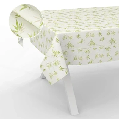 Image of ANRO Oilcloth Tablecloth, Washable, Oilcloth, Garden Outdoor, Indoor, 180 x 140 cm, Cut Edge, Bambuk