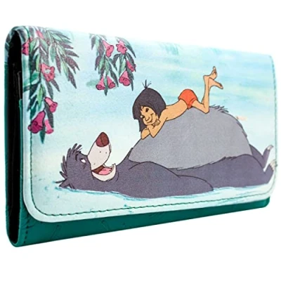 Image of The Jungle Book Baloo Bare Necessities Purse Tri Fold Coin Pocket &amp; Card Holder, Green