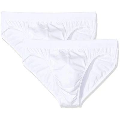 Image of HUBER Men&#039;s Mike Brasil Slip 2er Pack, White (White 0500), L (Pack of 2)