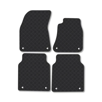 Image of Rubber Car Mats Compatible with Audi A8 Lwb (2010 2018) Tailored Fit Floor Set Accessory Black Custom 4 Pieces Clips Anti Slip Backing, Heavy Duty &amp; Waterproof