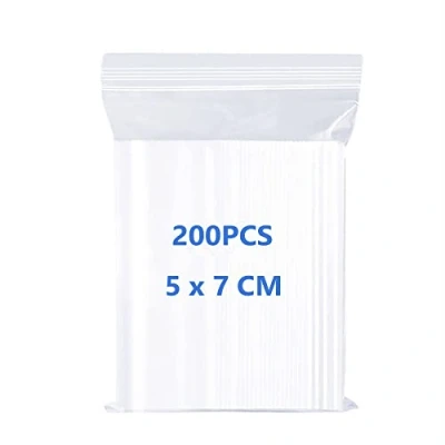 Image of 200 Small Grip Seal Bags Resealable Zip Poly 5 X 7cm Clear Plastic Bags, Reusable Storage Pouches for Beads Jewelry Snacks Seeds Coins Pills