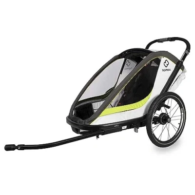 Image of HAMAX Breeze Twin Child Bike Trailer: White/Green