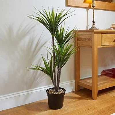 Image of Garden Mile Faux Realistic House Plants Home Decor Ornamental Potted Plant Indoor Low Maintenance Non Wilting Conservatory (Dragon Tree)