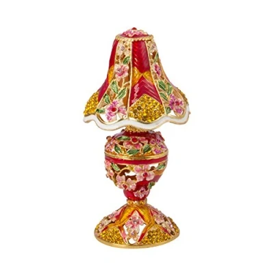 Image of QIFU Vintage Table Lamp Style Enamel Trinket Box Hinged, Unique Gift for Family