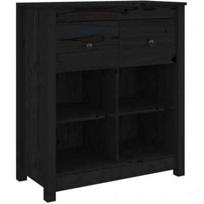 Image of vidaXL Sideboard Black 70x35x80 cm Solid Wood Pine