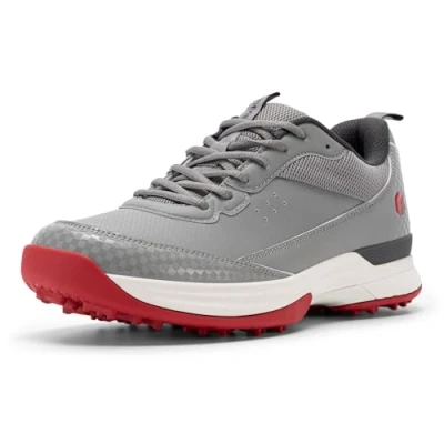 Image of FitVille Men&#039;s Waterproof Golf Shoes Extra Wide Fit Professional Spiked Non Slip Outdoor Casual Trainers Dark Grey