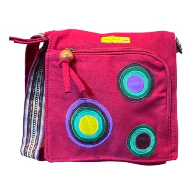 Image of Fabric bag with embroidery. Cotton shoulder For Women Indian style colorful Rabat Boho, Hippie (Raspberry)