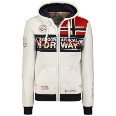 Image of Geographical Norway Flyer Men&#039;s Hoodie Jacket, White, XXL, XXL