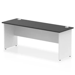 Image of Impulse 1800x600mm Straight Office Desk Black Top White Panel End Leg