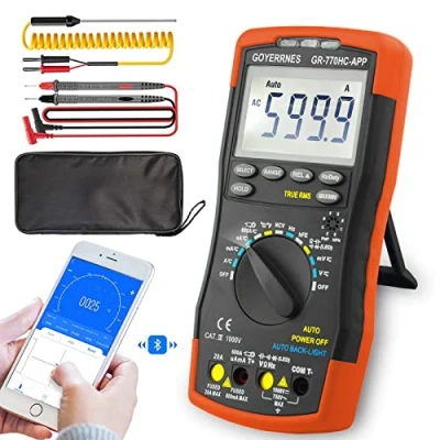 Image of Digital Multimeter GR 770HC APP TRMS 6000Counts AC DC Amp Meter Non Contact Auto Ranging with Mobile Accurately Measures Volt Resistance Diodes Continuity Duty Cycle Capacitance Temperature