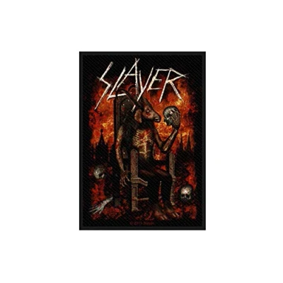 Image of Slayer Patch Devil on Throne Band Logo Official sew (10 cm x 7 cm) One Size