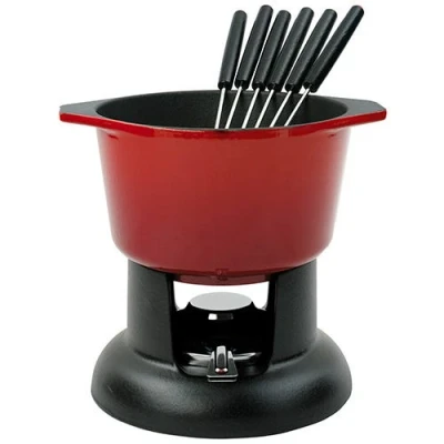 Image of Chasseur Cast Iron Chilli Red Fondue Set