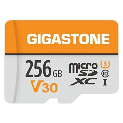 Image of Gigastone 256GB Micro SD Card with Adapter + Mini case, A1 V30 U3 C10 90MB/s, MicroSDXC Memory for Android Phone Tablet GoPro Camera Drone PC