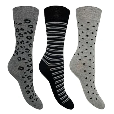 Image of Flexitop Ladies Bamboo socks 3 Pairs U.K. Size 4 7 mix design socks, soft hold, comfort, gentle grip, bamboo, cushioning (Leopard)