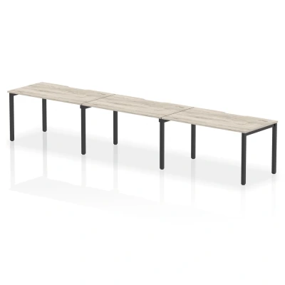 Image of Evolve Plus 1400mm Single Row 3 Person Bench Desk Grey Oak/Black