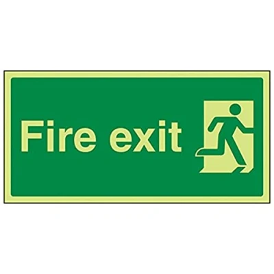 Image of V Safety Glow In The Dark Final Fire Exit Man Right Sign 300mm x 150mm Rigid Plastic