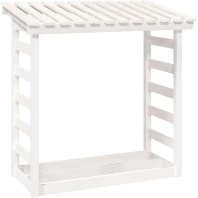 Image of vidaXL Firewood Rack White 108x64.5x110 cm Solid Wood Pine