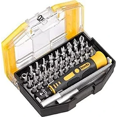 Image of kwb Safety Bits bit Box 37 TLG incl. Bits, 1/4 Hexagon Drive Quick Change Holder and Handle in Stable Plastic