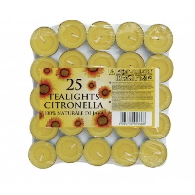 Image of Prices Citronella Tealight Candles Mosquito Fly Insect Repeller Pack of 25 Wax For Home Outdoor