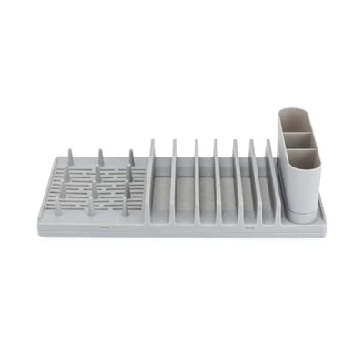 Image of Salter LASAL29517CEU7 Cool Hues Dish Drainer Tray Rack, Utensil &amp; Plate Holder, Quick Drying Stone Bowl, Spokes For Glasses Cups, Non Slip Feet, Easy Clean, Compact Design 9.8 x 34.7 16.5cm