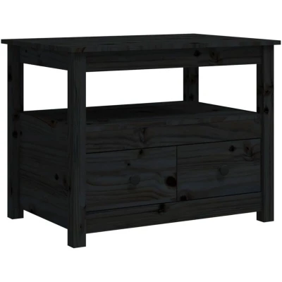 Image of vidaXL Coffee Table Black 71x49x55 cm Solid Wood Pine