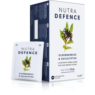 Image of NUTRADEFENCE Cold and Flu Tea Cough Immune Providing Support Includes Eucalyptus, Elderberry Mullein 60 Enveloped Bags by Nutra Herbal (3 Pack)