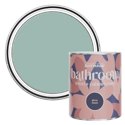 Image of Rust Oleum Blue Moisture Resistant Bathroom Wood and Cabinet Paint in Gloss Finish Coastal 750ml
