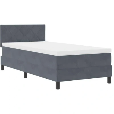 Image of vidaXL Box Spring Bed with Mattress Dark Grey 90x200 cm Velvet