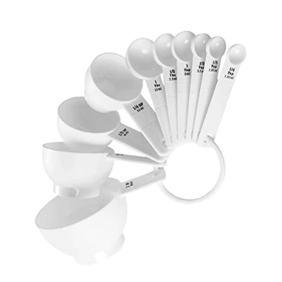 Image of Gusengo Measuring Cups and Spoons Set, Simply Modern Professional 10 pc PP Set with Handles, Kitchen Cooking Baking Stackable Measurement BPA Free Dishwasher Safe