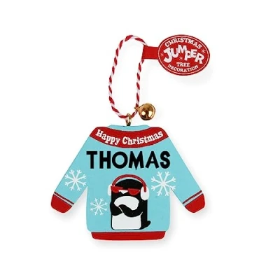 Image of History &amp; Heraldry Personalised Christmas Jumper Decorations (Thomas)