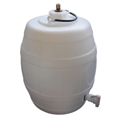 Image of 5 Gallon Basic White Plastic Beer Barrel with S30 CO2 Cap