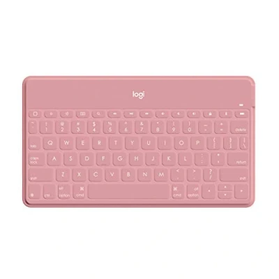 Image of Logitech Keys To Go Wireless Bluetooth Keyboard For iPhone, iPad, Smartphone, Tablet, Windows, Apple TV, Ultra Thin, Light, Short Cut Keys, QWERTY UK Layout Pink