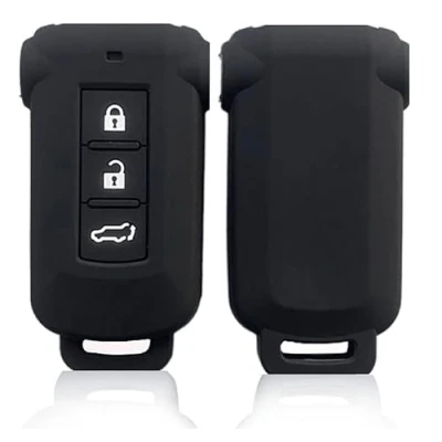 Image of Nordecco Silicone Key Protective Case Fits For Mitsubishi Outlander PHEV Pajero Delica D5 2014 2017 2018 3 Button KeyLess (Black)