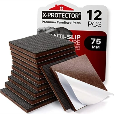 Image of NON SLIP FURNITURE Pads X Protector Floor 12 pcs 75mm Rubber Feet for Ideal Protectors Keep in Place Furniture. STOP YOUR