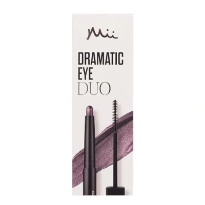 Image of Mii Cosmetics Dramatic Eye Mascara and Eyeshadow Duo Gift Set Professional Makeup with Stick Lengthening for Women, Perfect Bundle Indigo