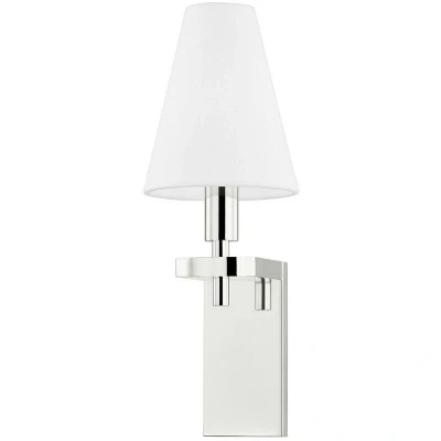 Image of Dooley 1 Light Wall Sconce Polished Nickel, Linen, 2700K