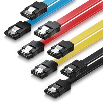Image of deleyCON S ATA 3 Set 6Gbps 4x SATA 7 Pin Cable Black/Blue/Red/Yellow Cables (SATA III, Pin, Male Connector/Male Connector, Black, Blue, Red, Yellow, Right)