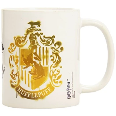 Image of Harry Potter Hufflepuff and Hogwarts Crests Ceramic Mug in Presentation Box Official Merchandise