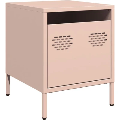 Image of vidaXL Pink Steel Bedside Cabinet/Nightstand/Table 35x39x43.5cm Modern, Ample Storage, Easy Clean, Multifunctional