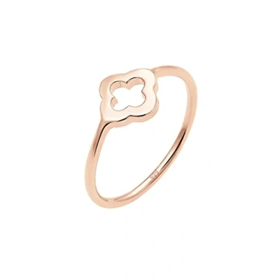 Image of Elli Women&#039;s 925 Sterling Silver Rose Gold Plated Clover Leaf Ring, Size L