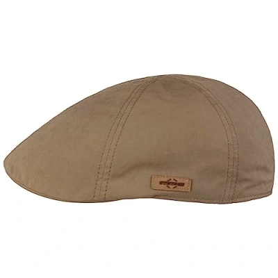 Image of Stetson Texas Waxed Cotton WR Flat Cap Men Ivy hat with Peak, Lining, Lining Winter Autumn L (58 59 cm) Beige