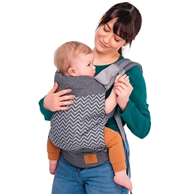 Image of LIONELO Margareet Baby Carrier, 3 Carrying Positions, Correct Position of The Baby, Retractable Bonnet, Double Protection, Skin Friendly Materials, Belt, TÜV Certificate (Grey)