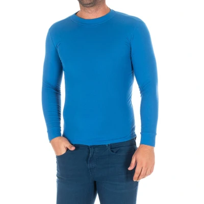 Image of Kisses&amp;Love Mens long sleeve t shirt with a medium high neck 1625 H Blue Size X Small