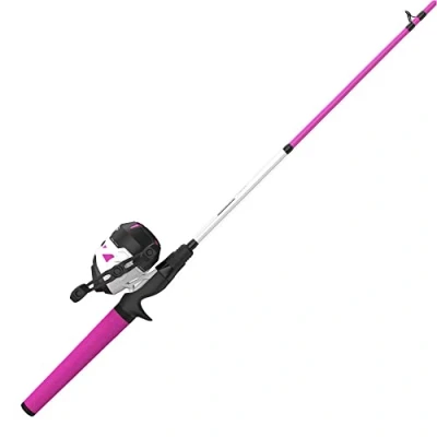 Image of Zebco Roam Spincast Reel and Fishing Rod Combo, 6 Foot 2 Piece Fiberglass Pole with ComfortGrip Handle, QuickSet Anti Reverse Reel, Pre Spooled 10 Pound Line, Pink
