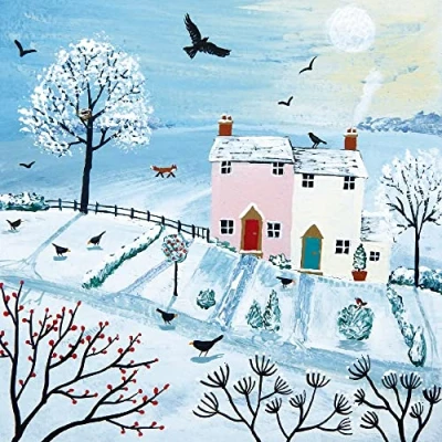 Image of Museums &amp; Galleries Pack of 8 Artistic Charity Christmas Cards Winter Glory Lovely Illustration a Scene by Jo Grundy 1 Design, Multi