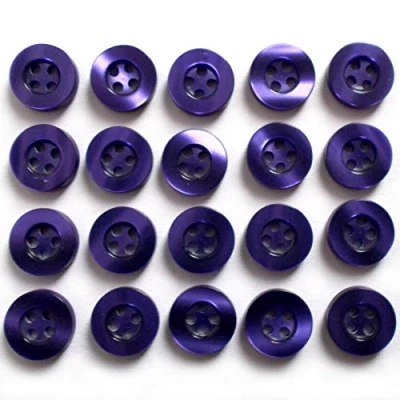 Image of Shiny 4 Hole Shirt Buttons 11mm Wide Pack of 20 (Purple)